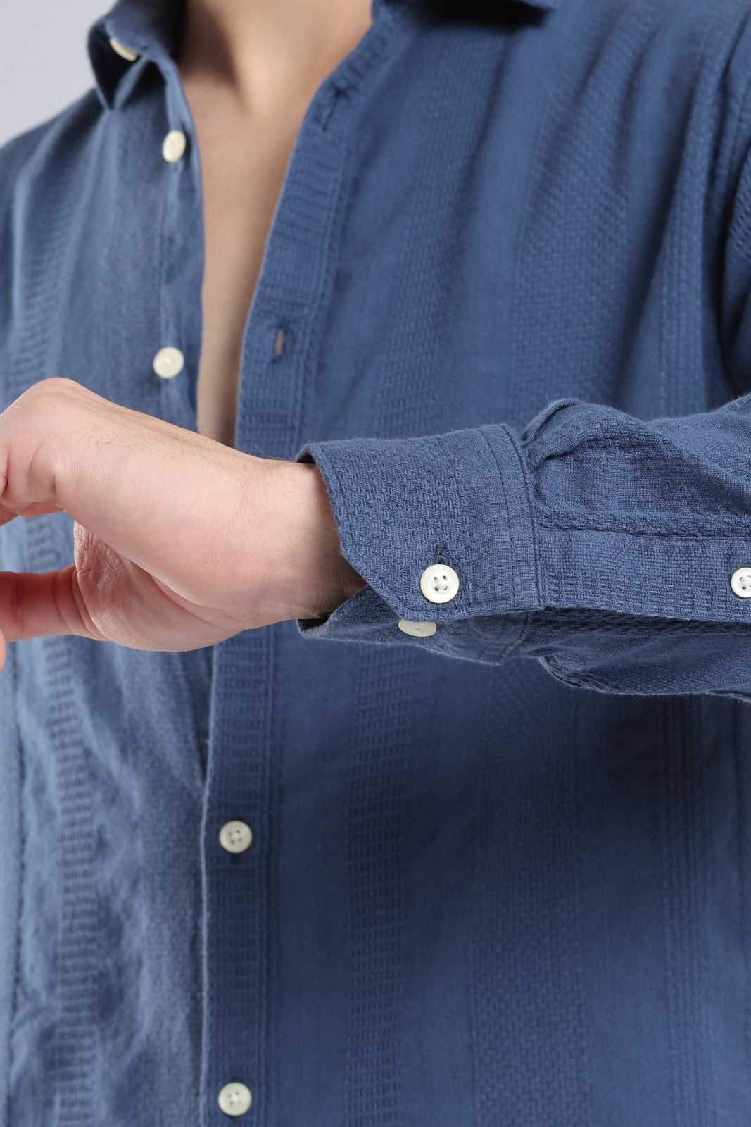 Deep Blue Dobby Stripe Casual Shirt