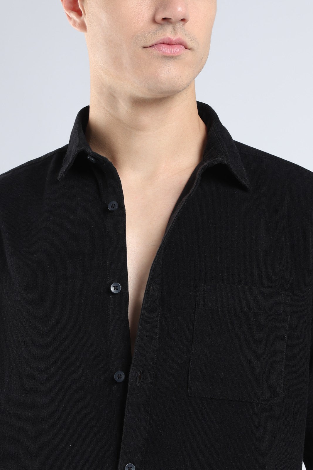 Black Corduroy Full Sleeve Shirt