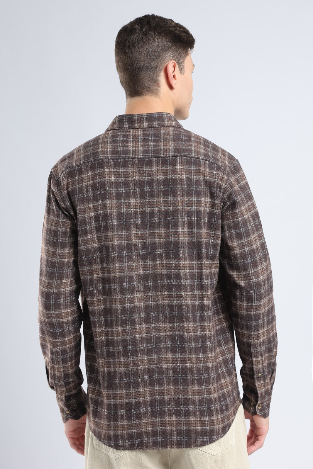 Coffee Brown Plaid Casual Shirt