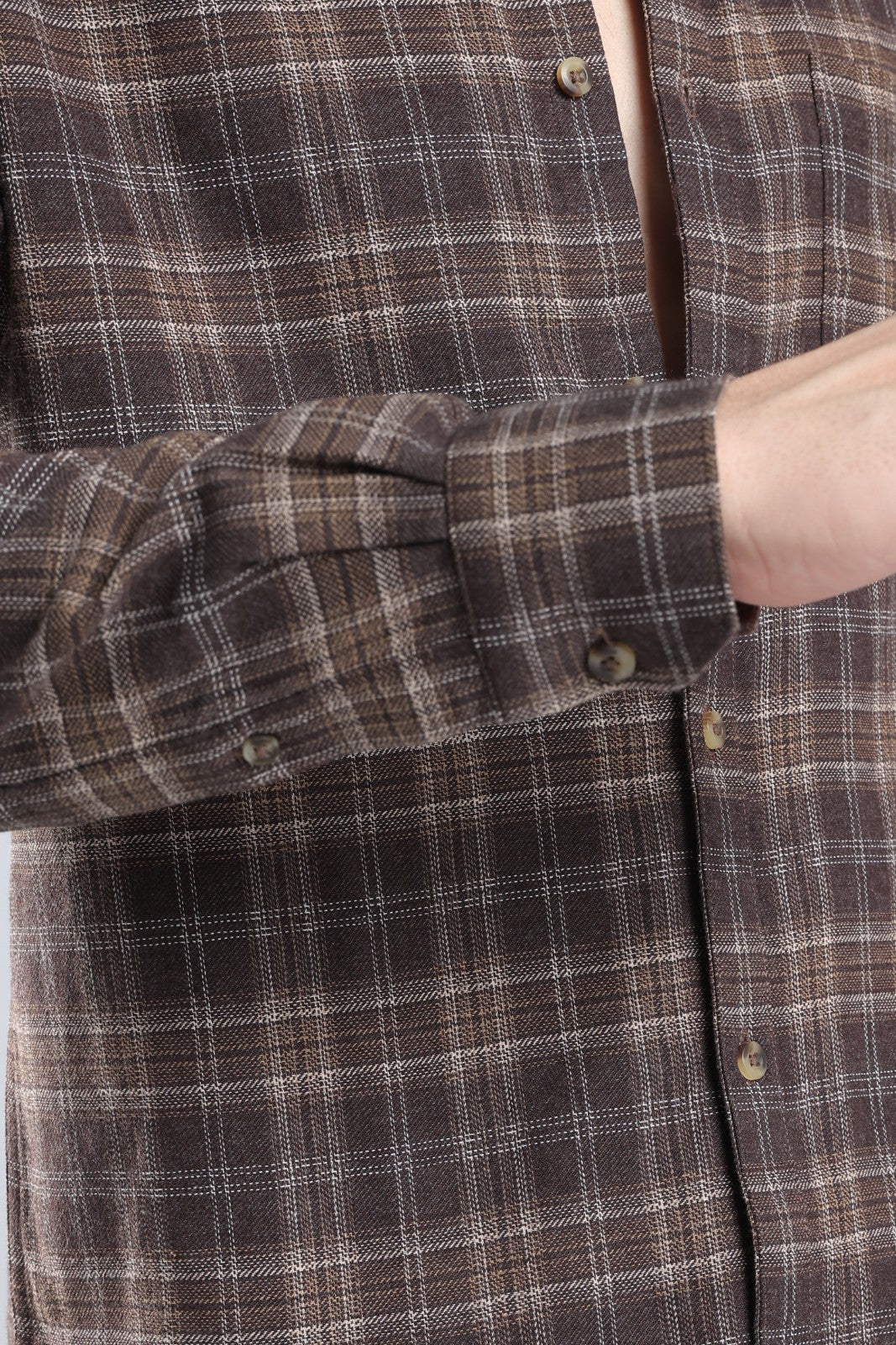 Coffee Brown Plaid Casual Shirt