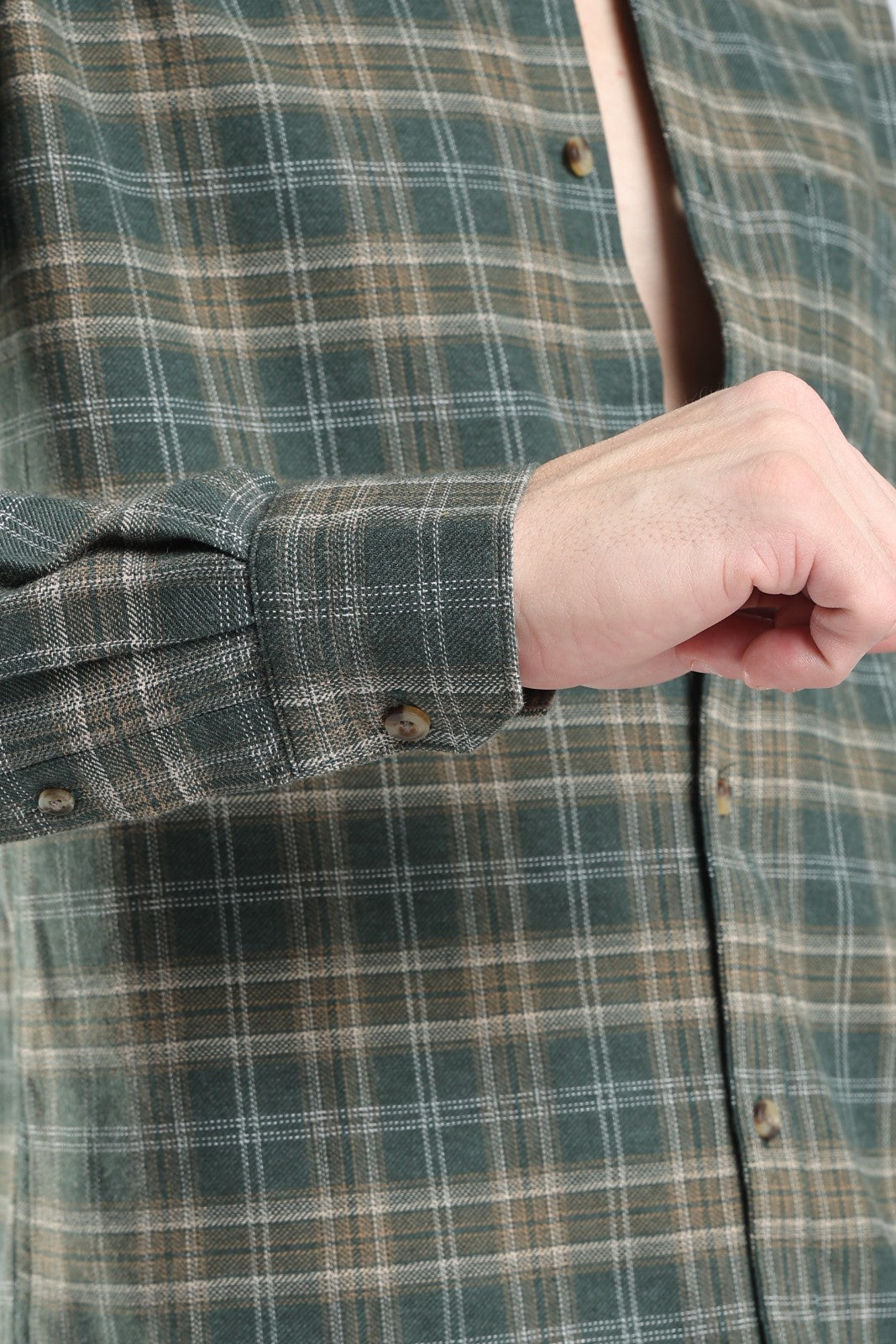 Deep Olive Plaid Casual Shirt