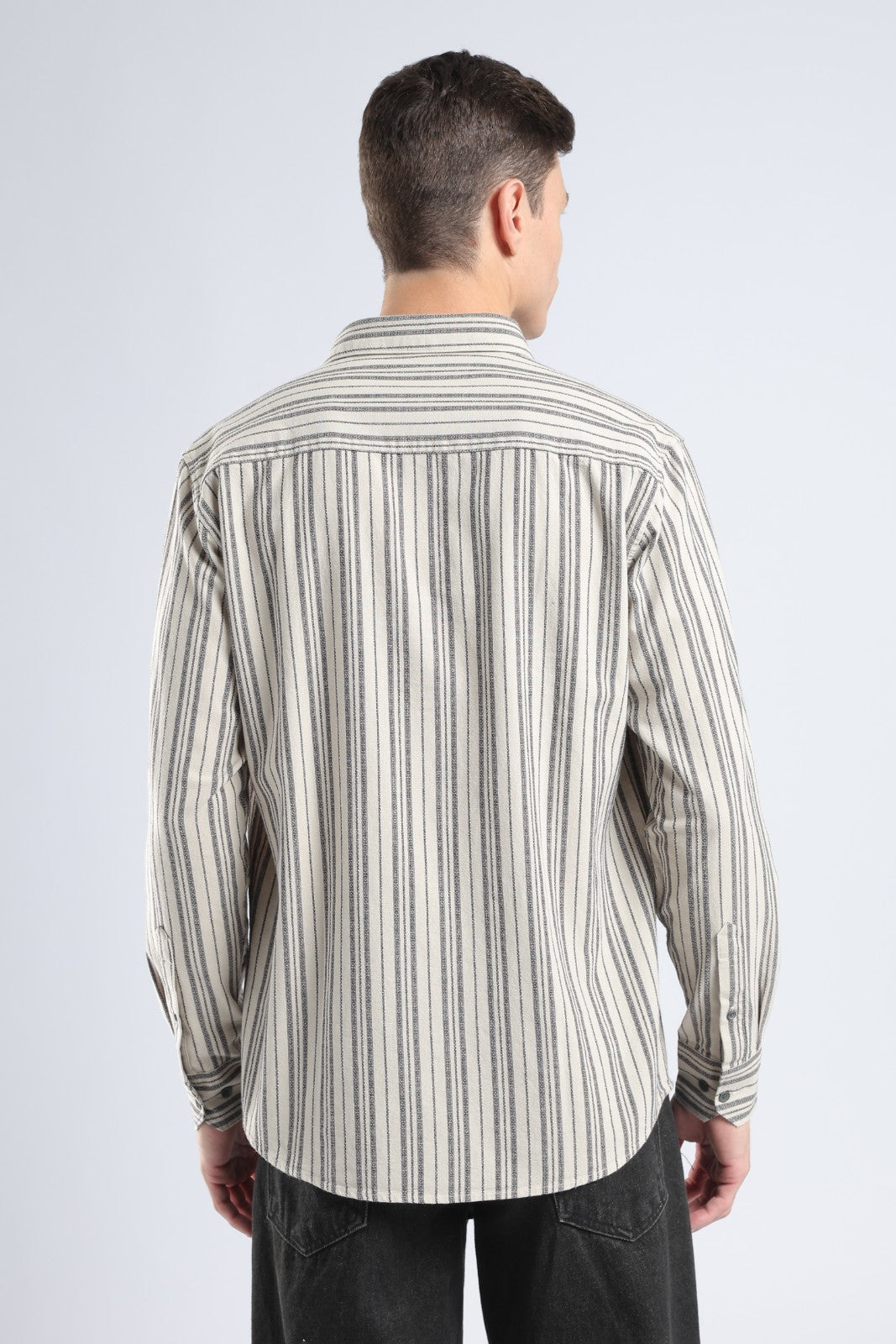 Light Taupe Matty Stripe Casual Shirt