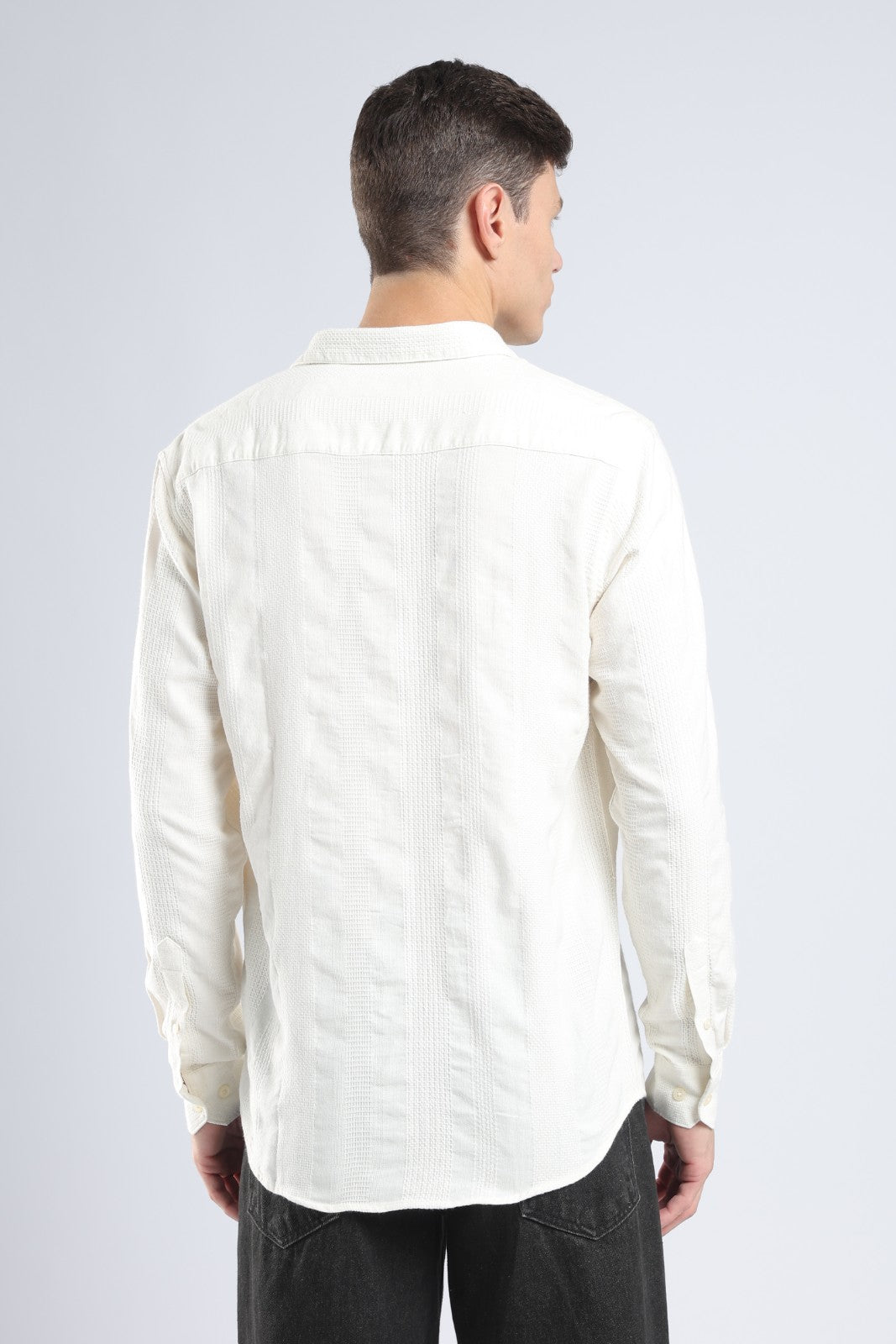 Ivory Dobby Stripe Casual Shirt