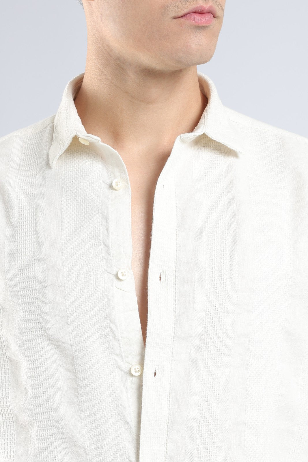 Ivory Dobby Stripe Casual Shirt