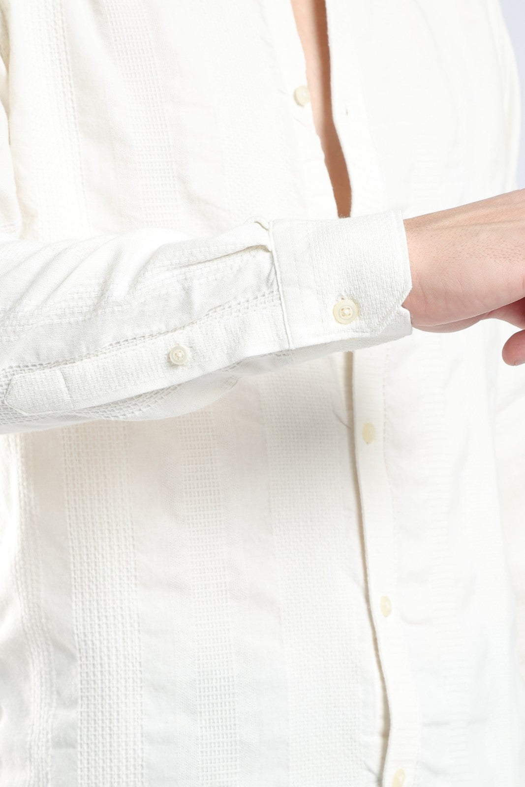 Ivory Dobby Stripe Casual Shirt