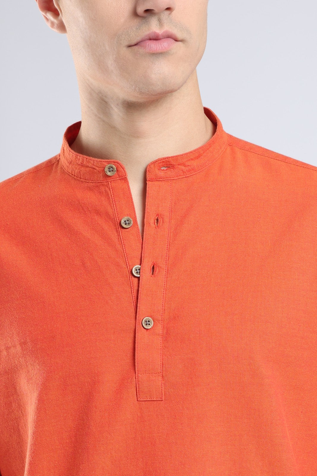 Burnt Orange Cotton Short Kurta