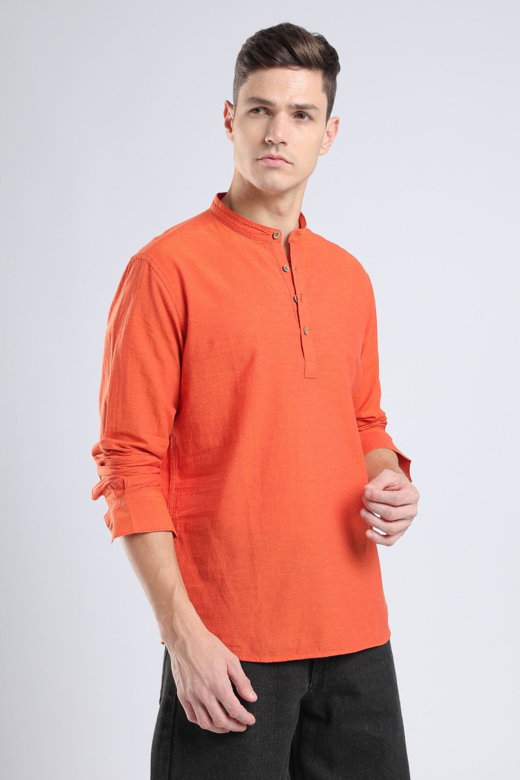 Burnt Orange Cotton Short Kurta