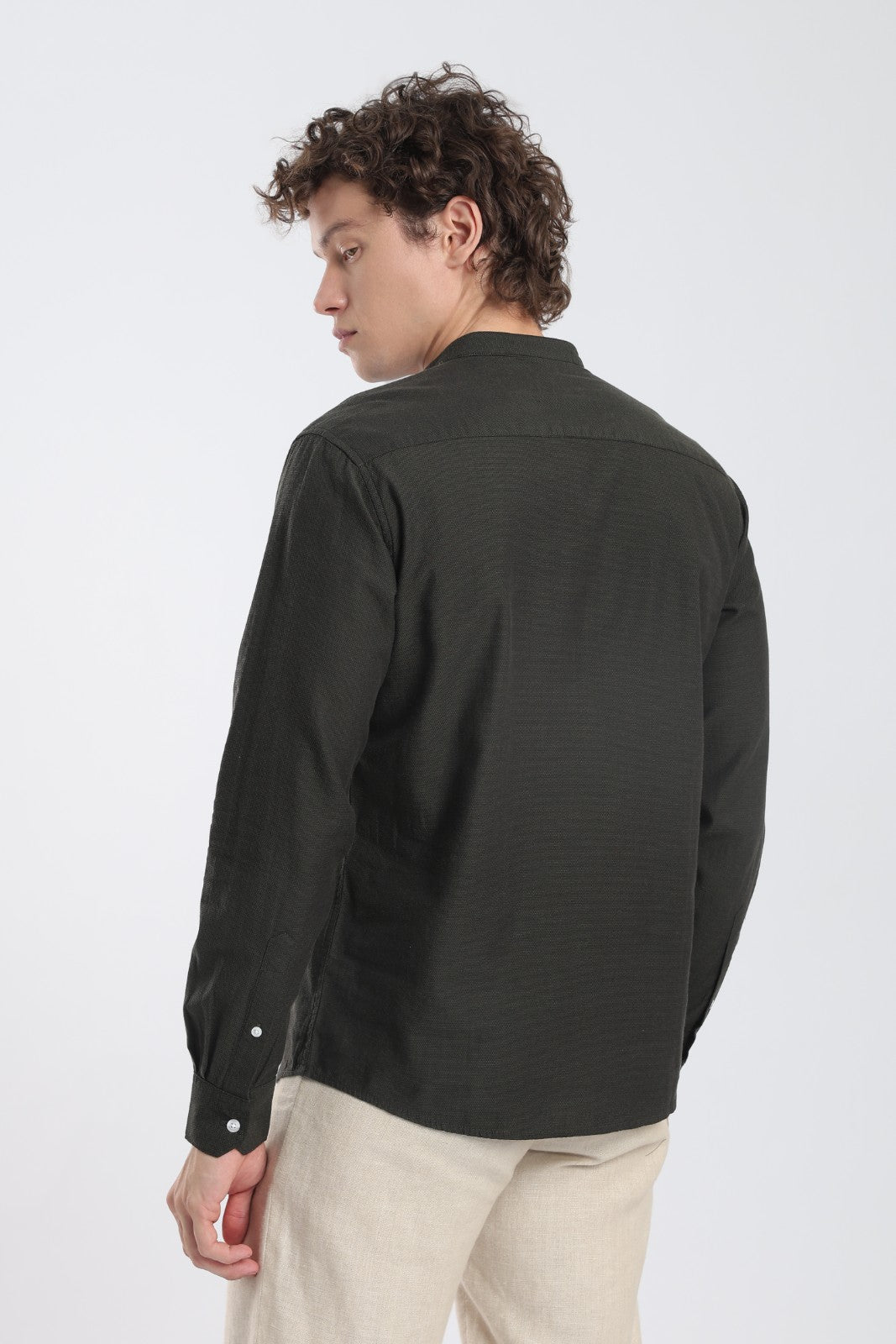 Deep Olive Textured Short Kurta