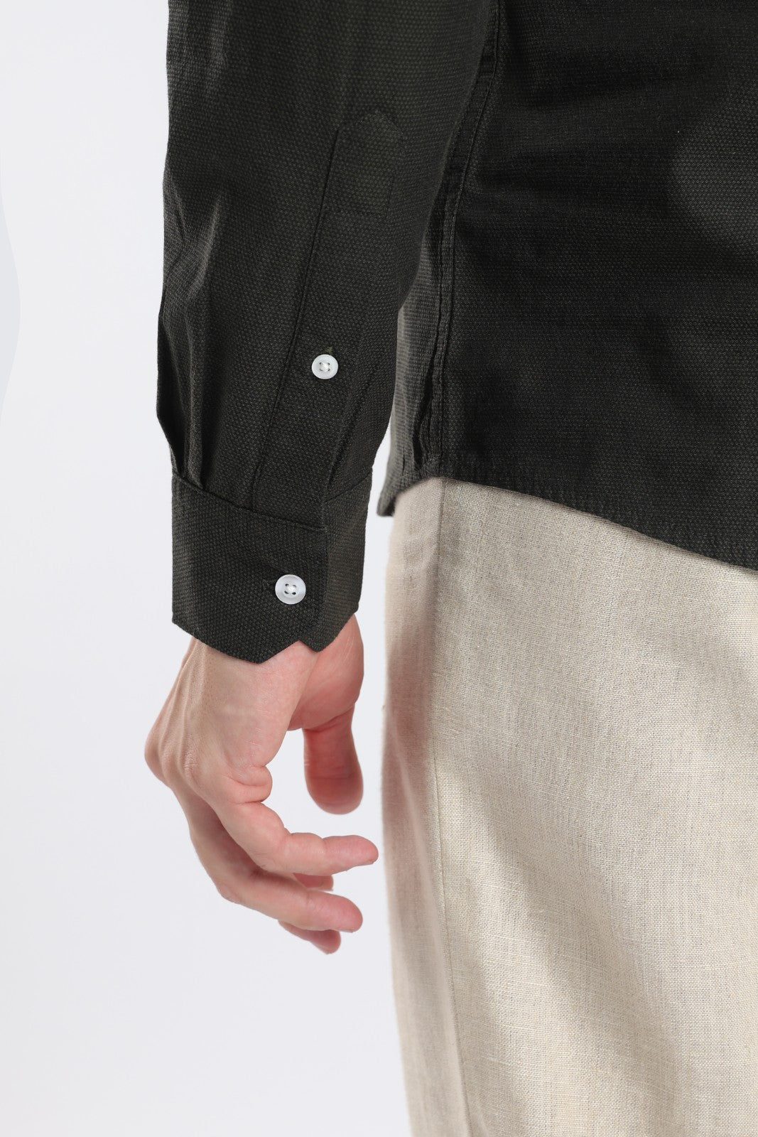 Deep Olive Textured Short Kurta