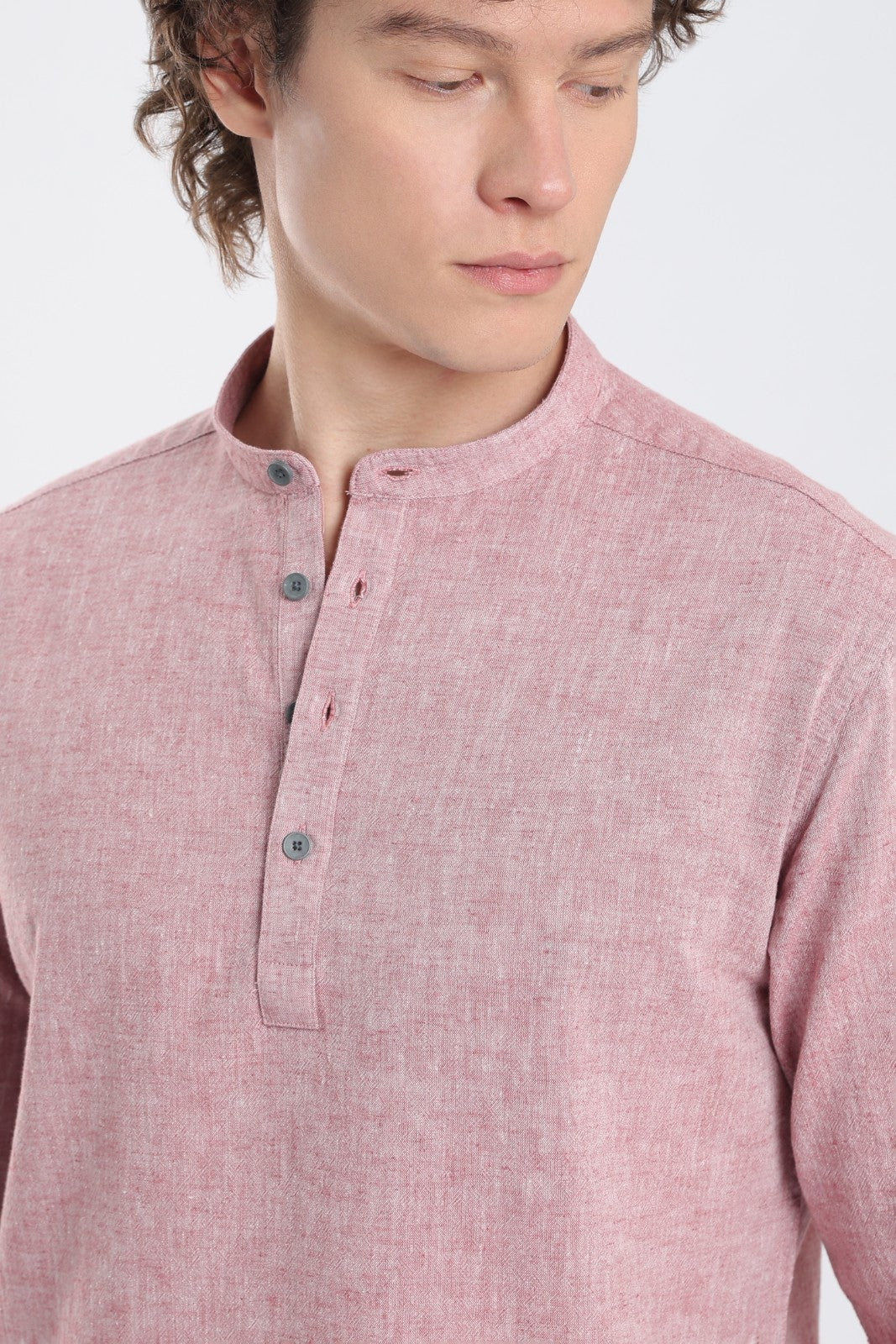 Raspberry Linen Blend Short Kurta