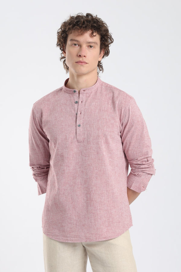 Raspberry Linen Blend Short Kurta