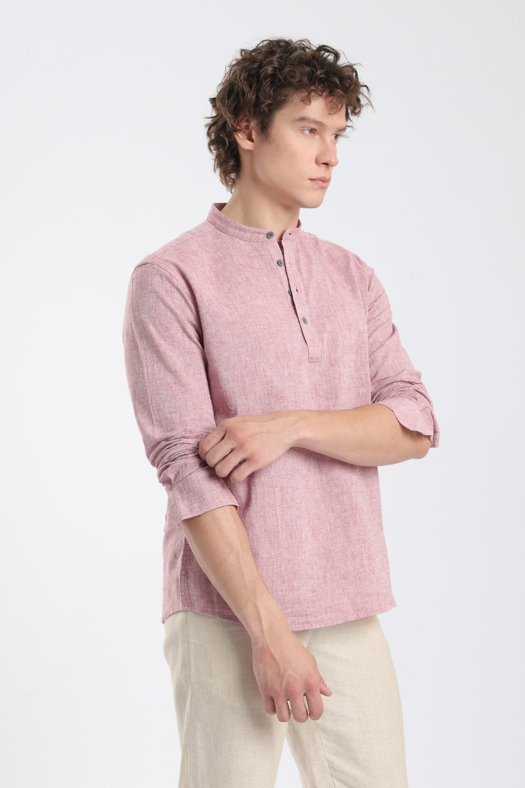 Raspberry Linen Blend Short Kurta