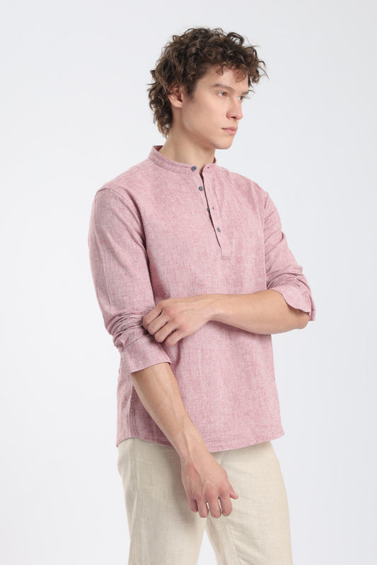 Raspberry Linen Blend Short Kurta