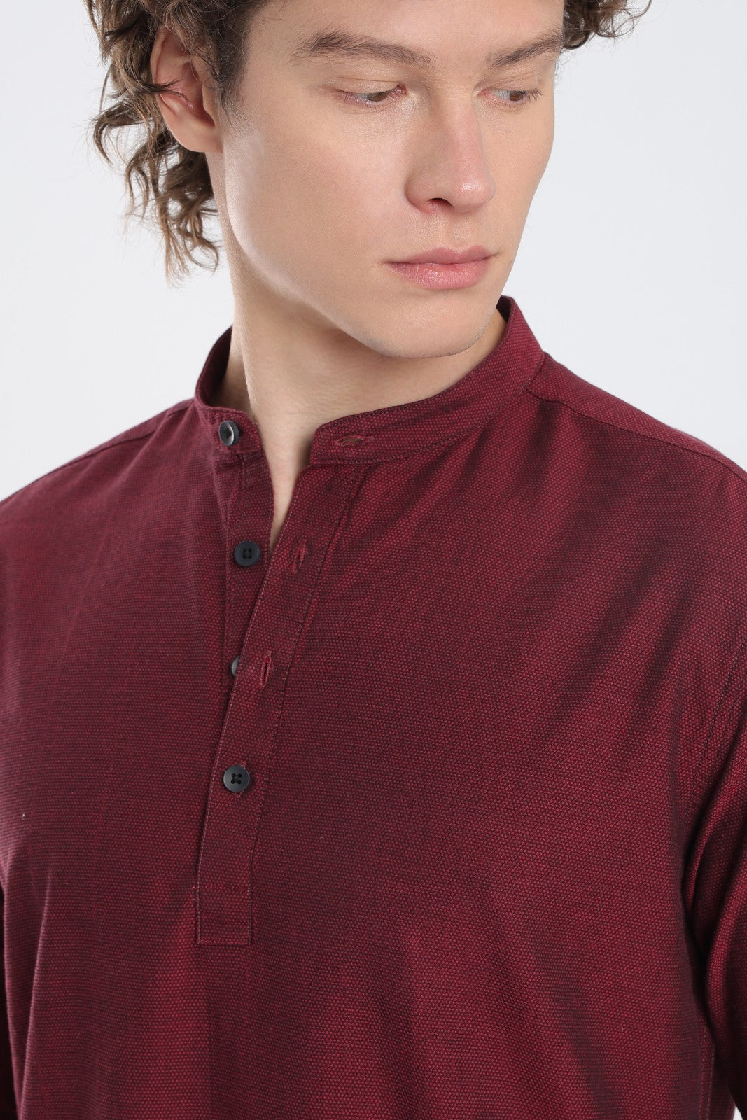 Wine Textured Short Kurta