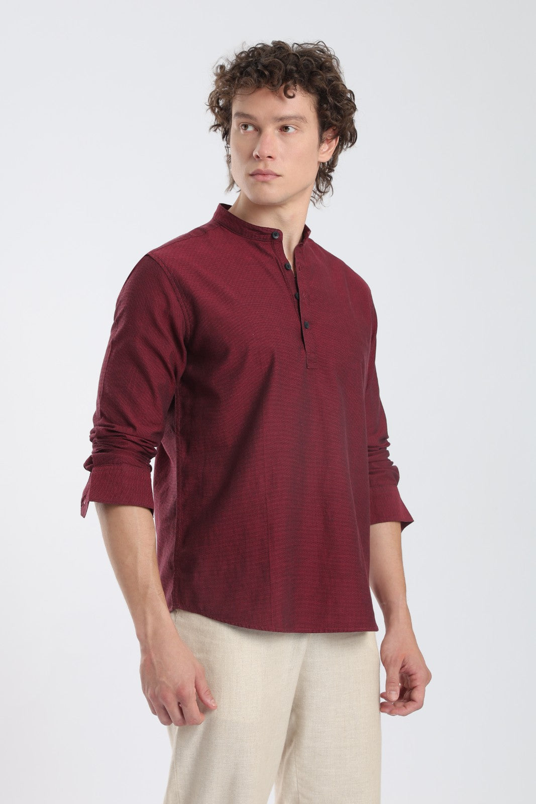 Wine Textured Short Kurta