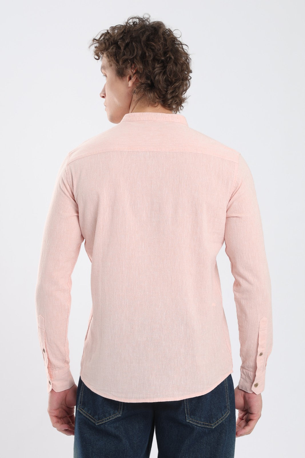 Soft Peach Linen Blend Short Kurta