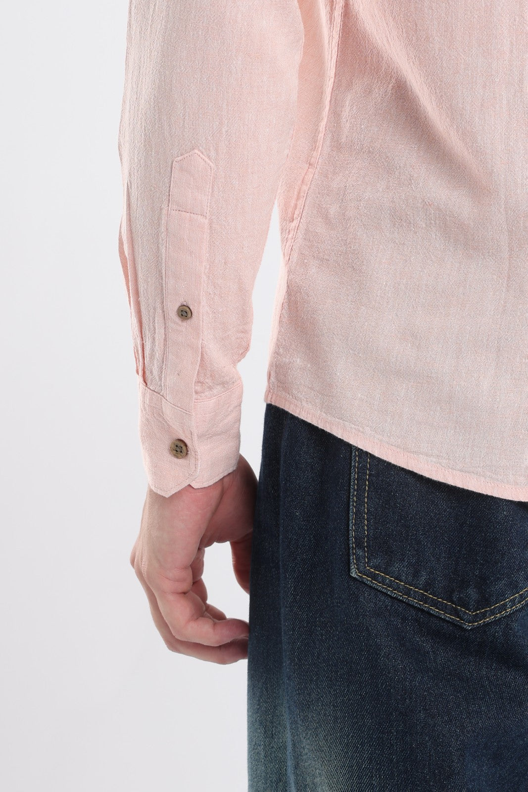 Soft Peach Linen Blend Short Kurta