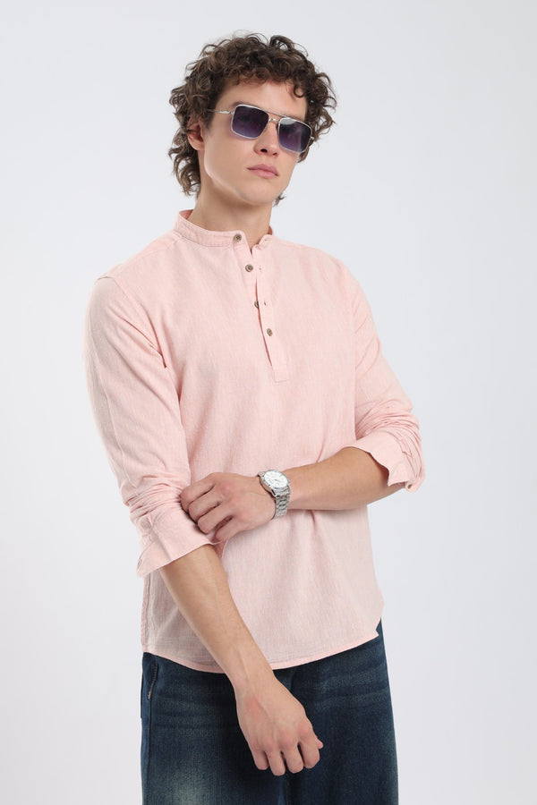 Soft Peach Linen Blend Short Kurta