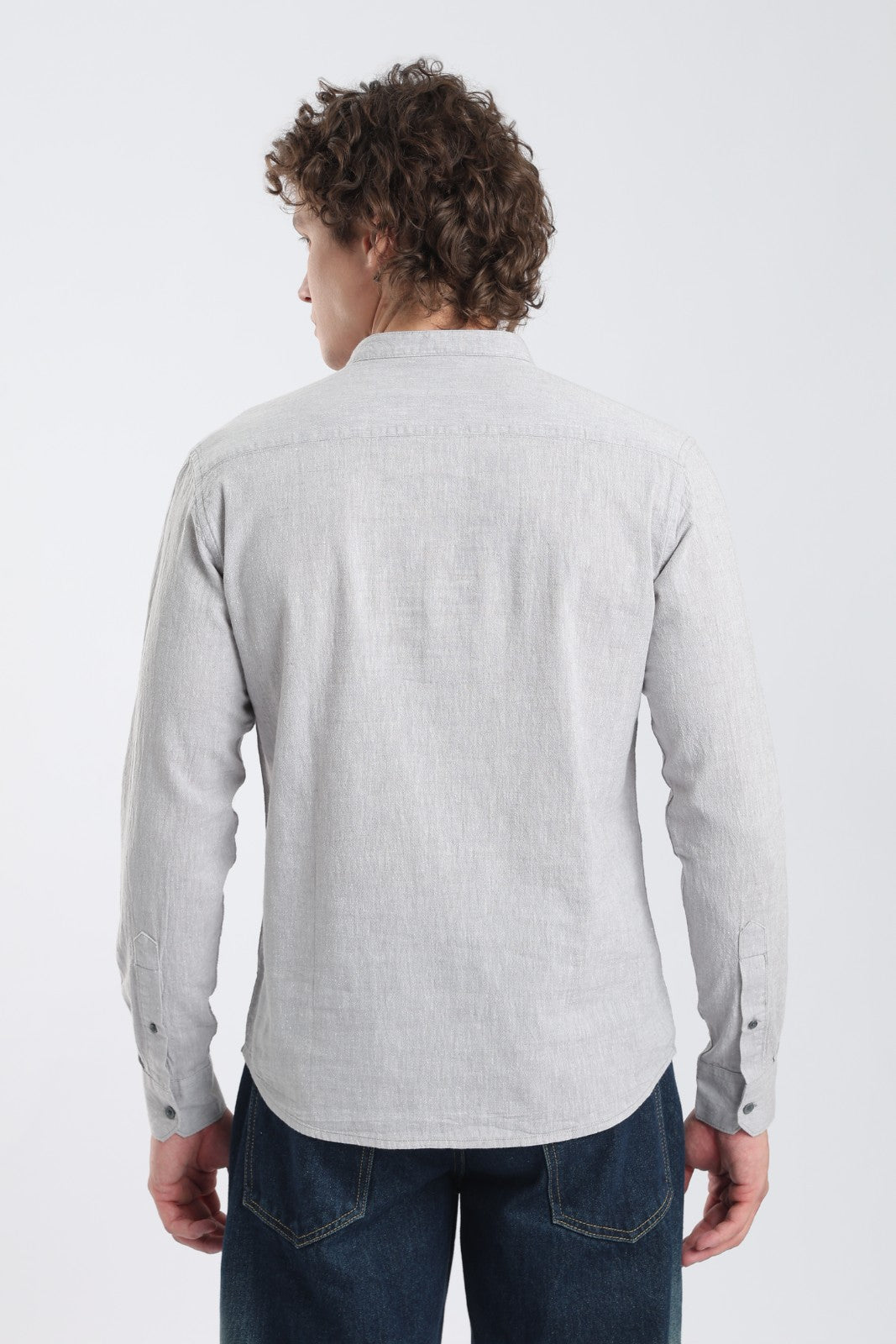 Mist Grey Linen Blend Short Kurta