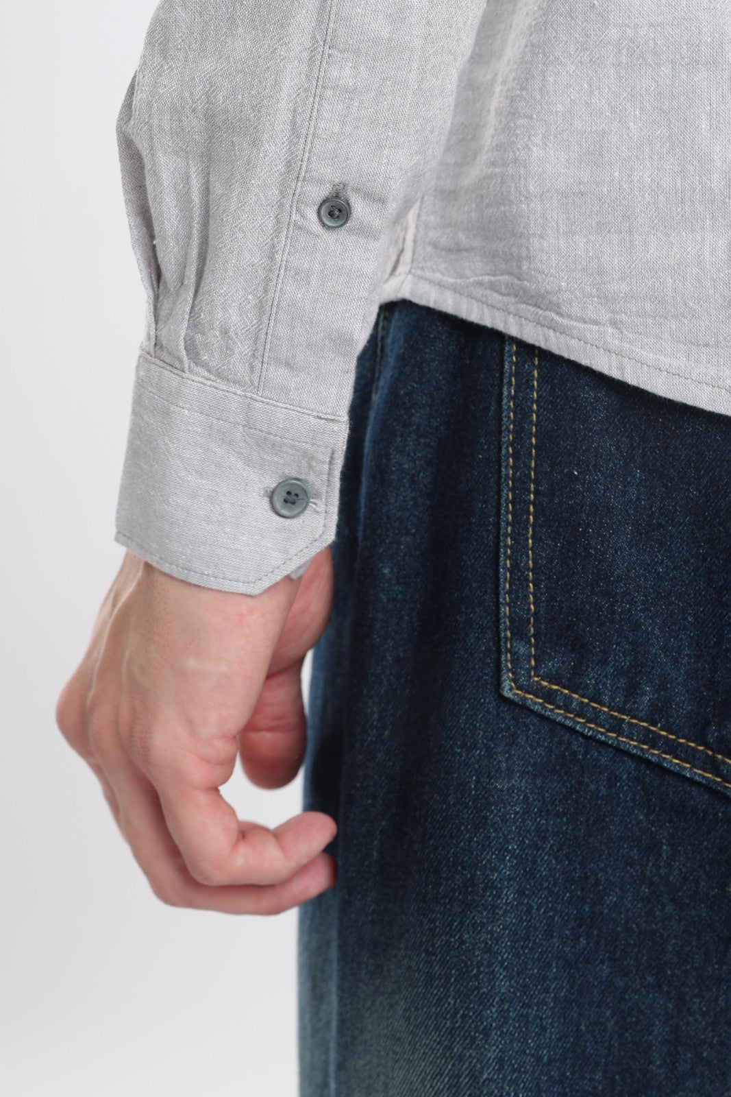Mist Grey Linen Blend Short Kurta