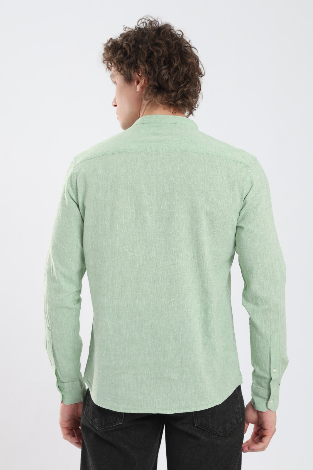 Pista Green Linen Blend Short Kurta