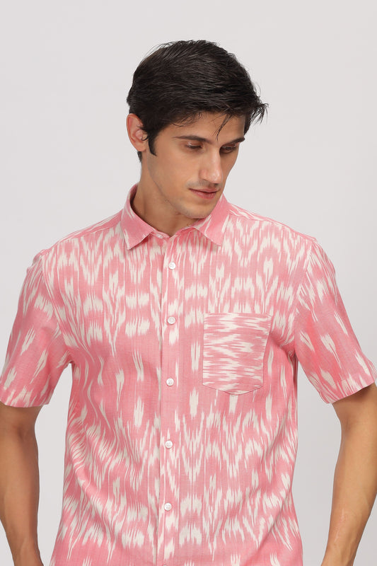 Uri Pink Ikat Regular Fit Casual Shirt