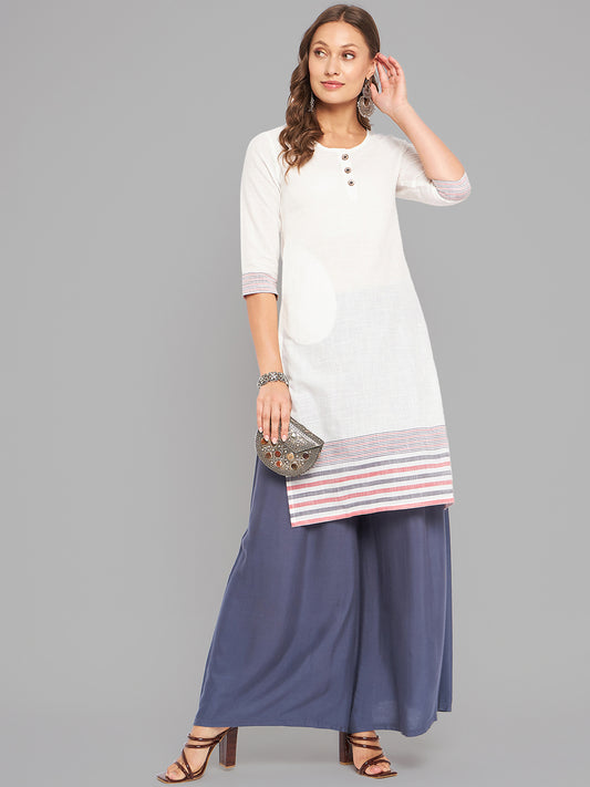 Women White Knee Length Kurta - Kashyap Global Lifestyles LLP
