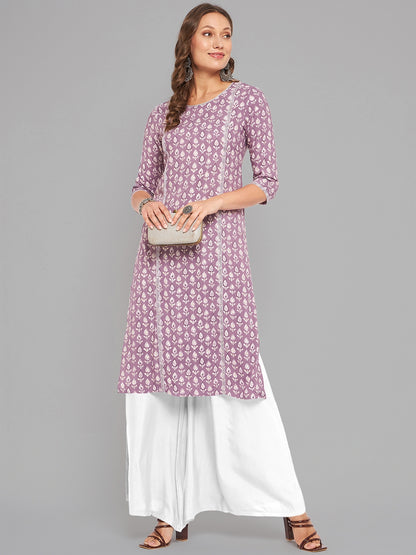 Women Lilac Printed Kurta - Kashyap Global Lifestyles LLP