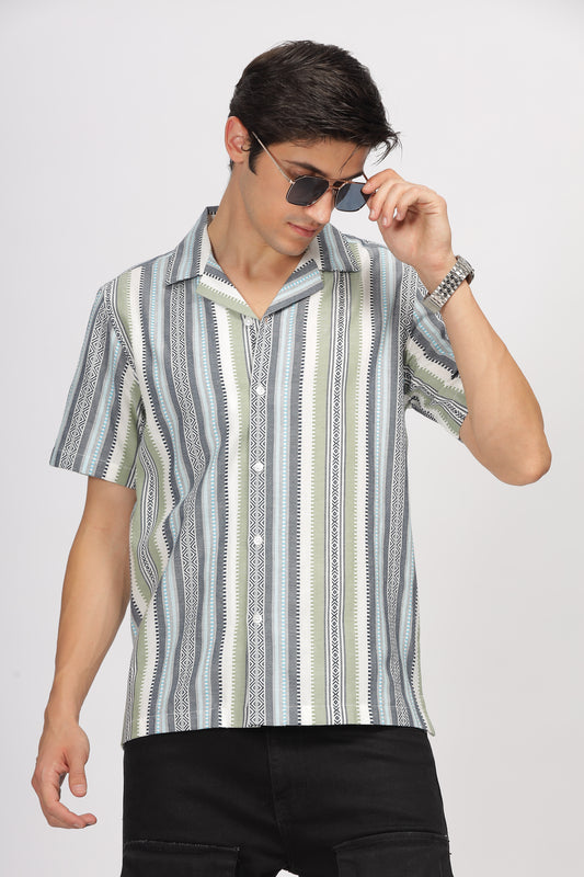 Uri Jacquard Cuban Collar Shirt