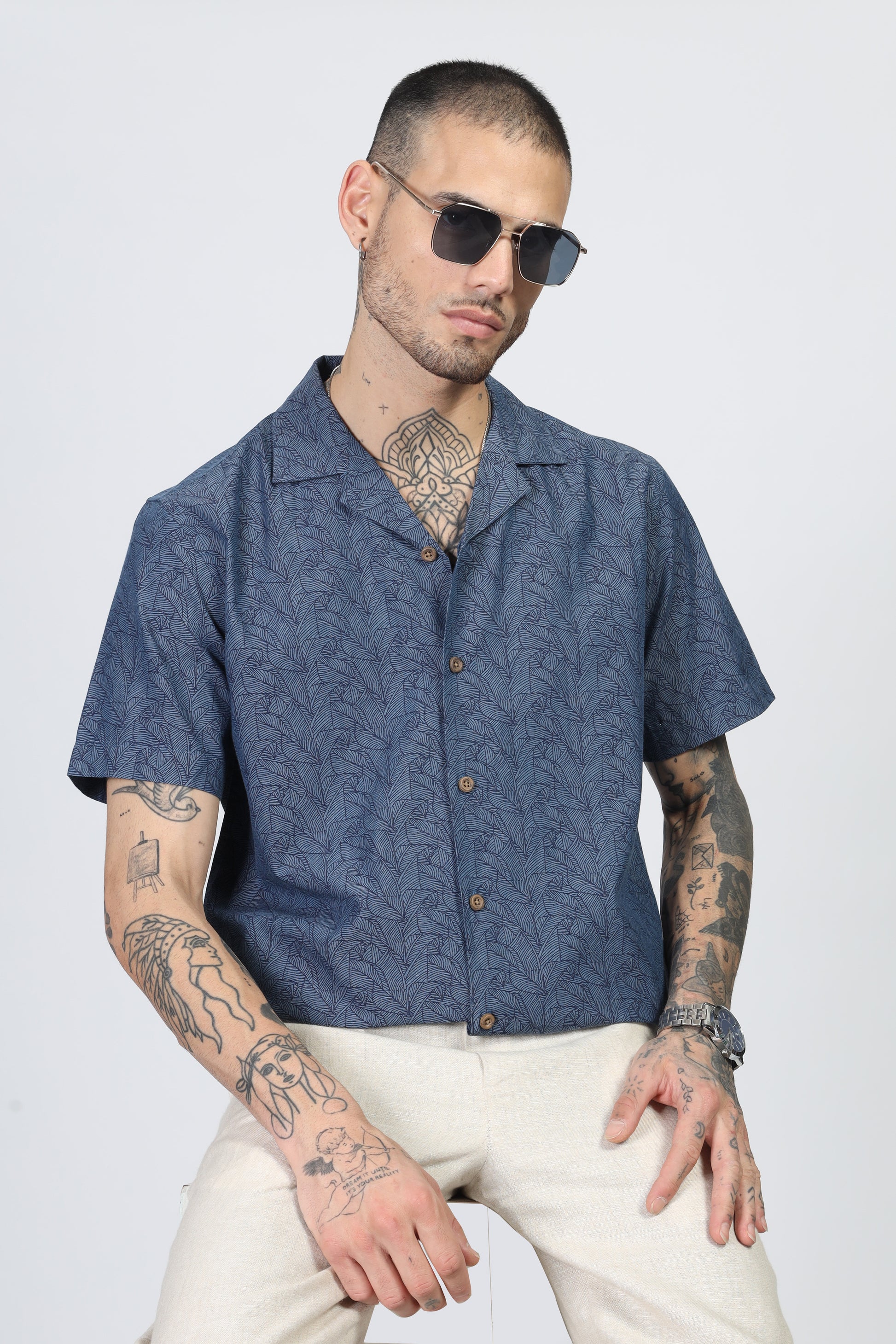 Uri Floral Cuban Collar Shirt - Kashyap Global Lifestyles LLP