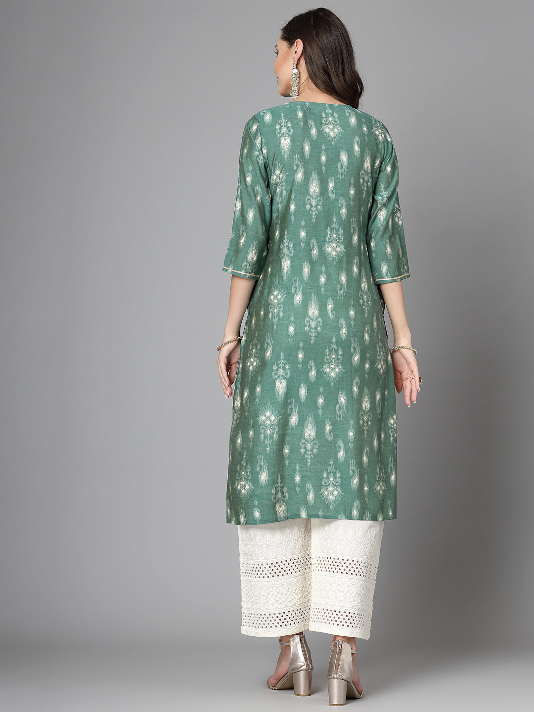 Women Green Ethnic Motifs Printed Gotta Patti Kurta - Kashyap Global Lifestyles LLP