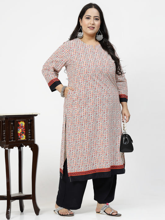 Women Plus Size Multicolor Printed Straight Kurta - Kashyap Global Lifestyles LLP