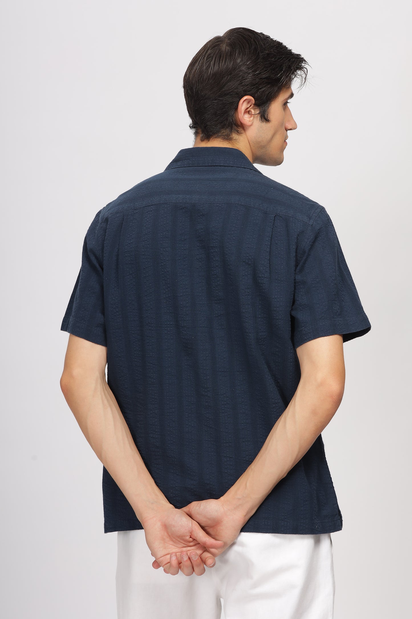 Uri Seersucker Striped Cotton Shirt - Kashyap Global Lifestyles LLP
