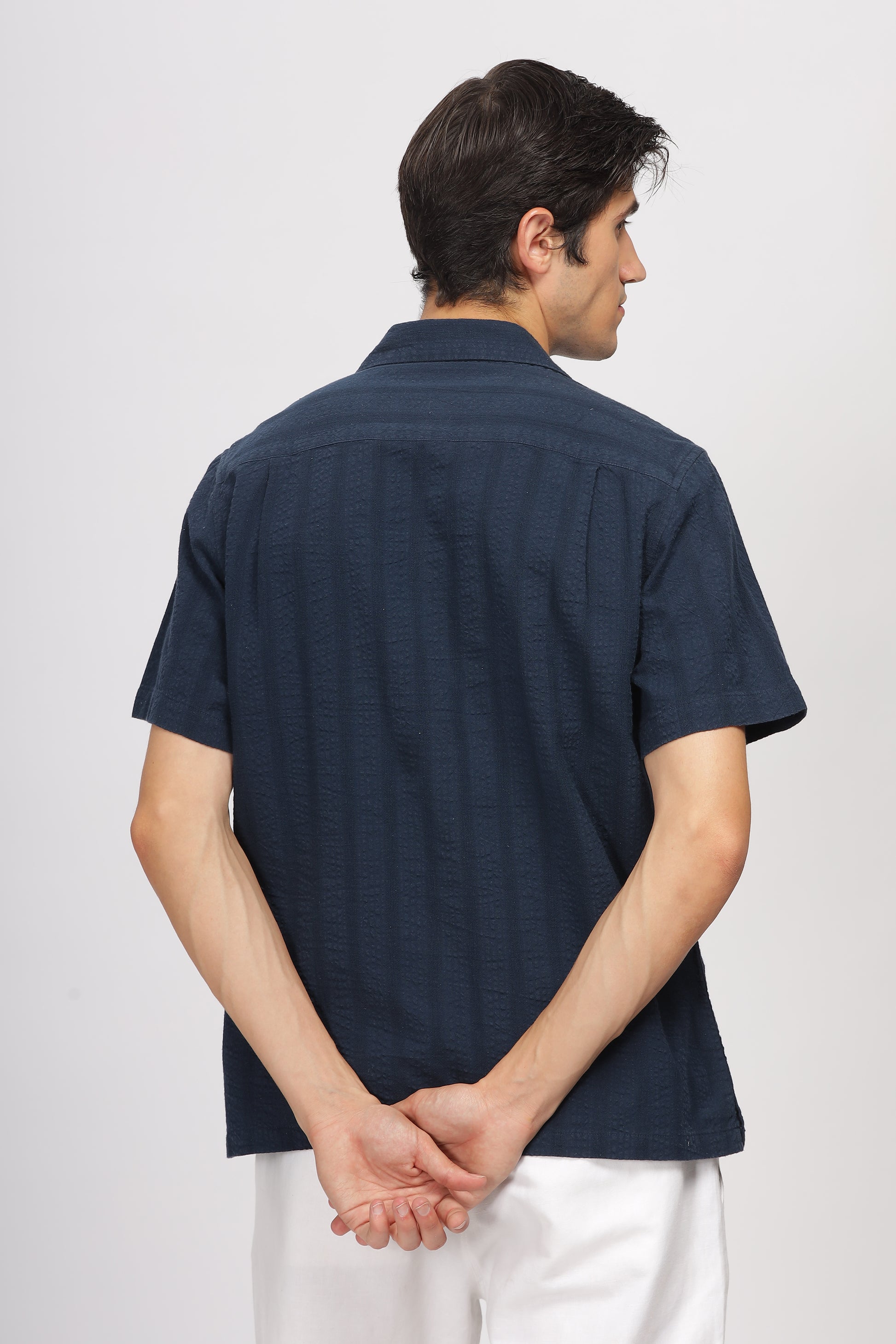 Uri Seersucker Striped Cotton Shirt - Kashyap Global Lifestyles LLP