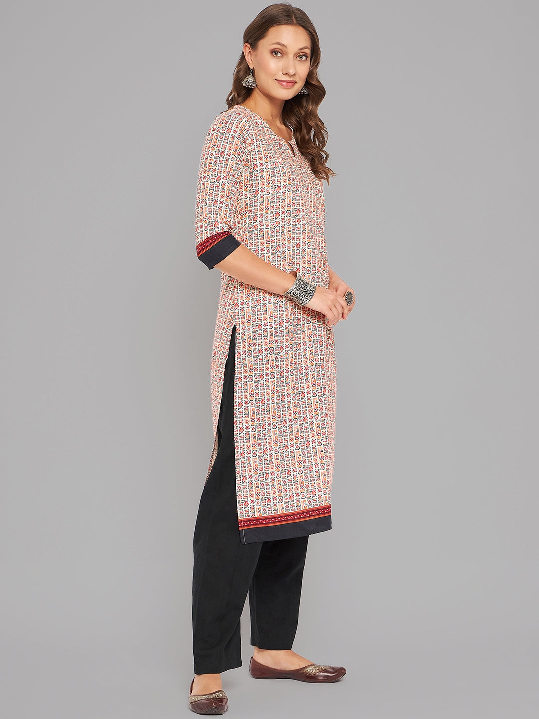 Women Multicolor Printed Straight Kurta - Kashyap Global Lifestyles LLP
