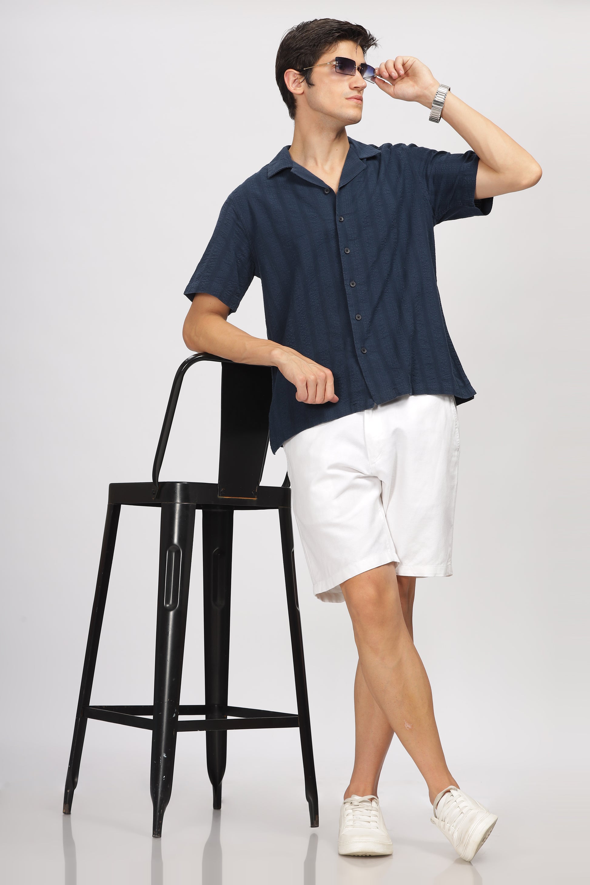 Uri Seersucker Striped Cotton Shirt - Kashyap Global Lifestyles LLP