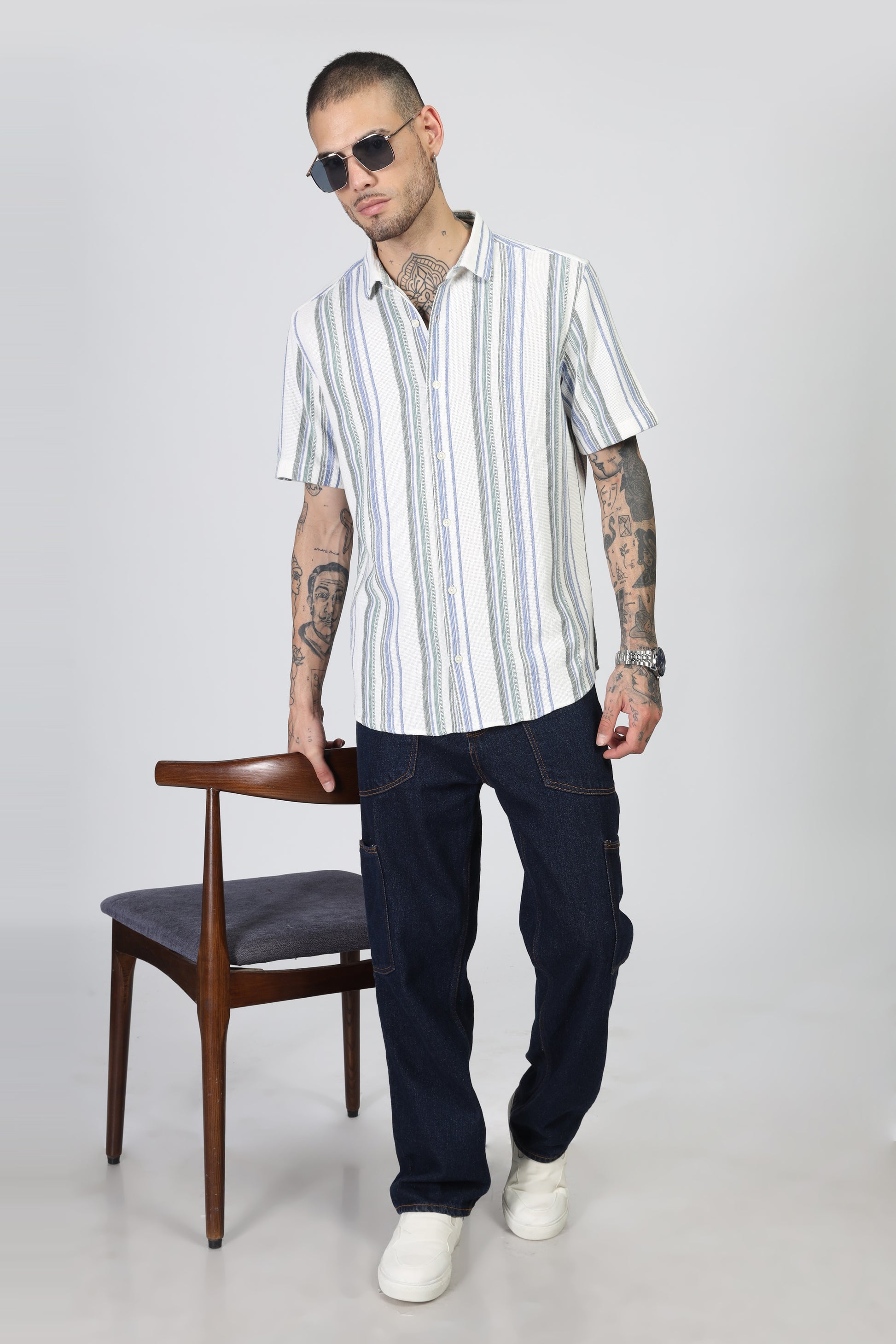Uri Multicolor Matte Weave Half Sleeve Shirt - Kashyap Global Lifestyles LLP