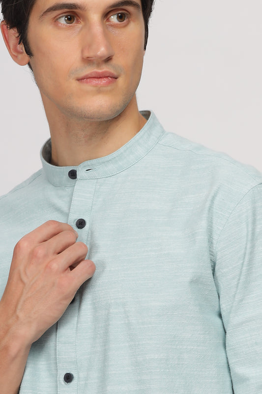 Uri Blue Mandarin Collar Shirt