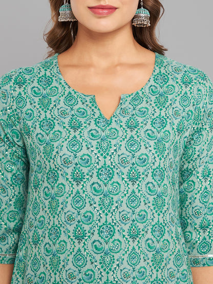 Women Green Kurta With Lace - Kashyap Global Lifestyles LLP