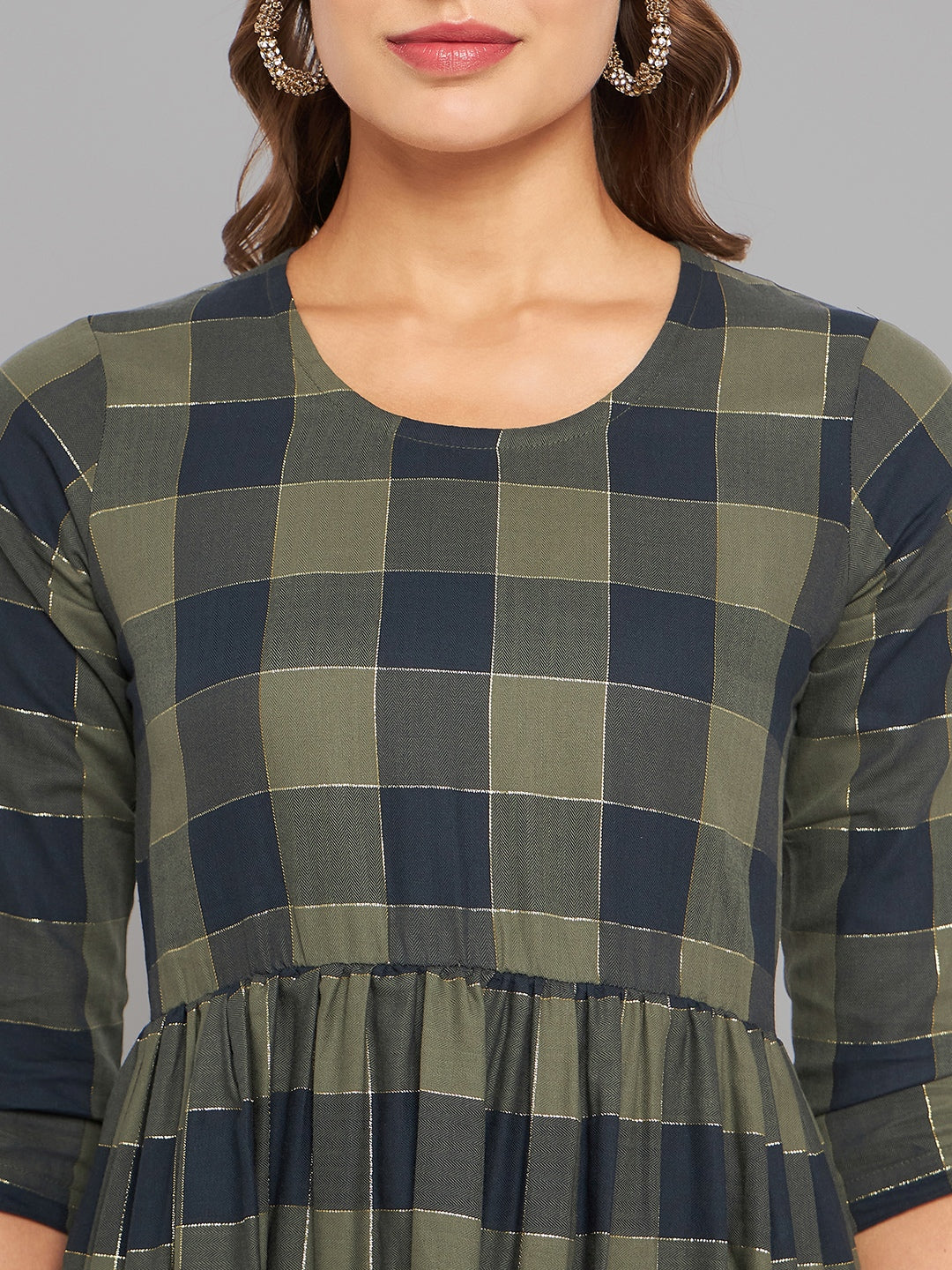 Women Black & Olive Anarkali Kurta - Kashyap Global Lifestyles LLP