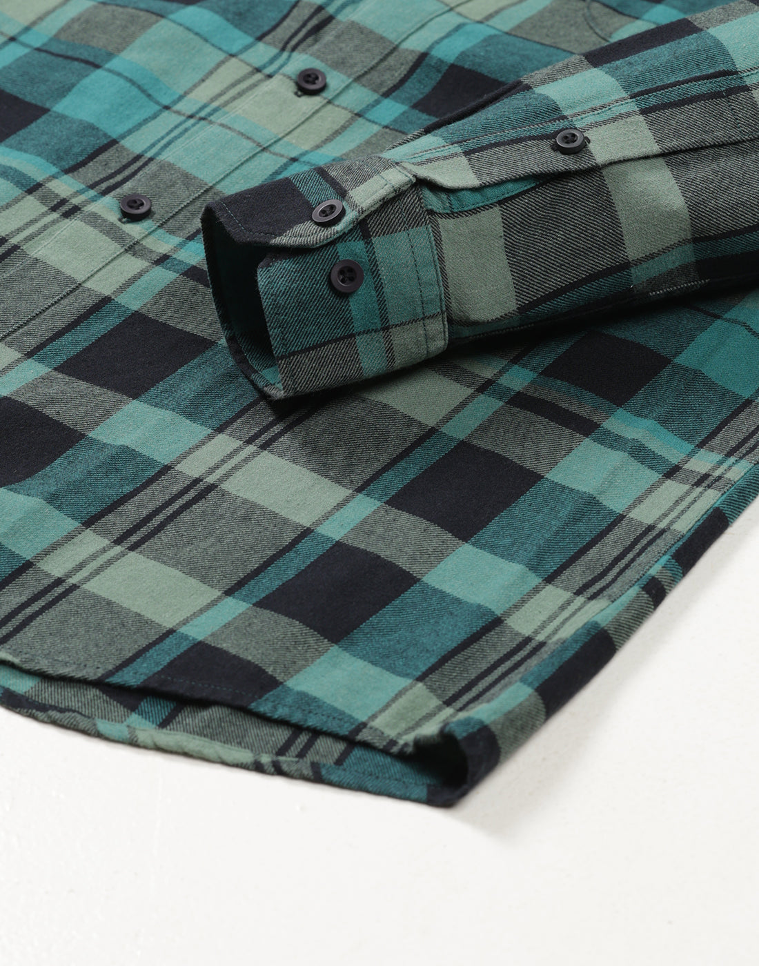 Men Teal Checked Regular Fit Flannel Cotton Casual Shirt - Kashyap Global Lifestyles LLP