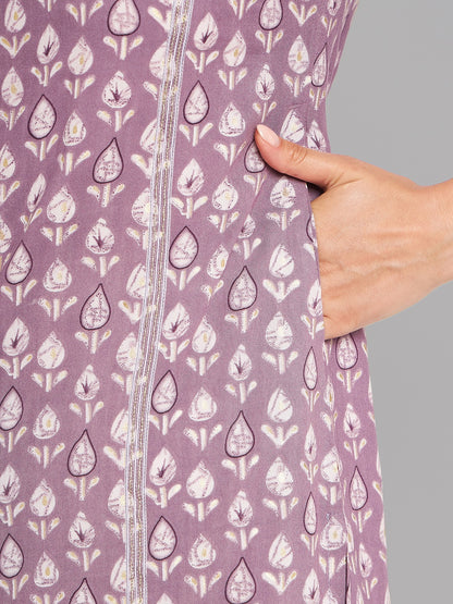 Women Lilac Printed Kurta - Kashyap Global Lifestyles LLP