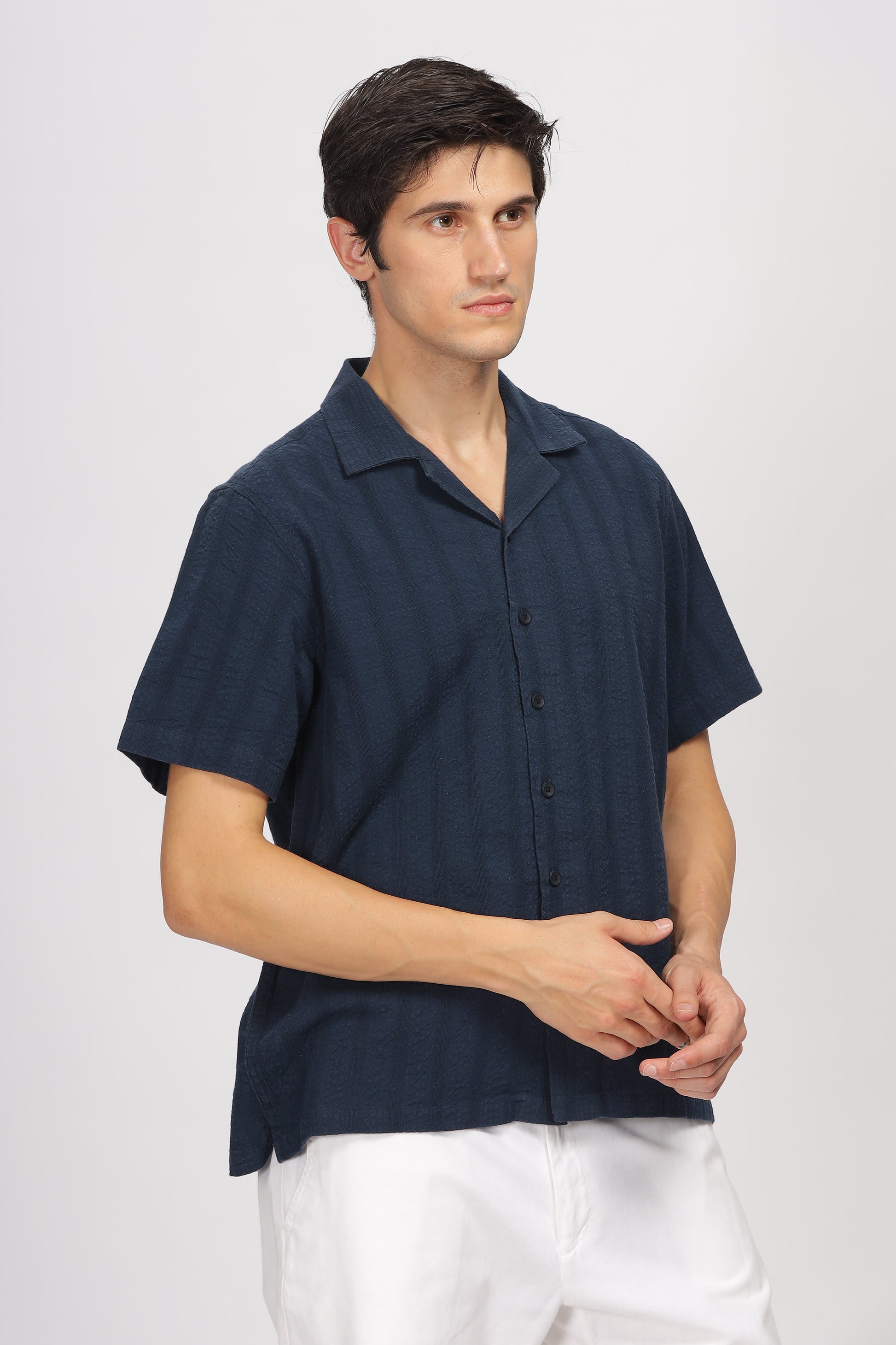 Uri Seersucker Striped Cotton Shirt - Kashyap Global Lifestyles LLP
