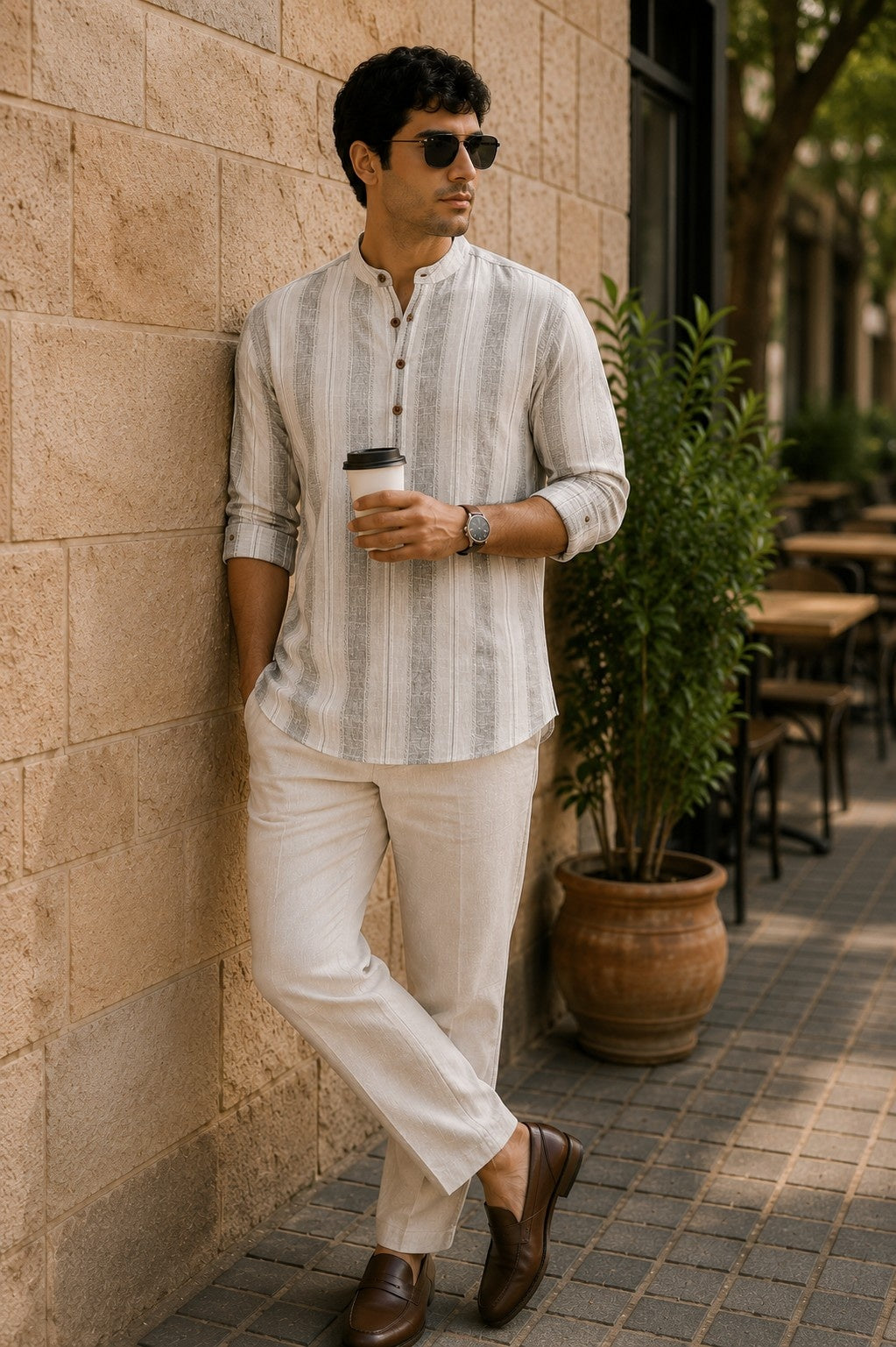 Sage Green Cotton Slub Short Kurta