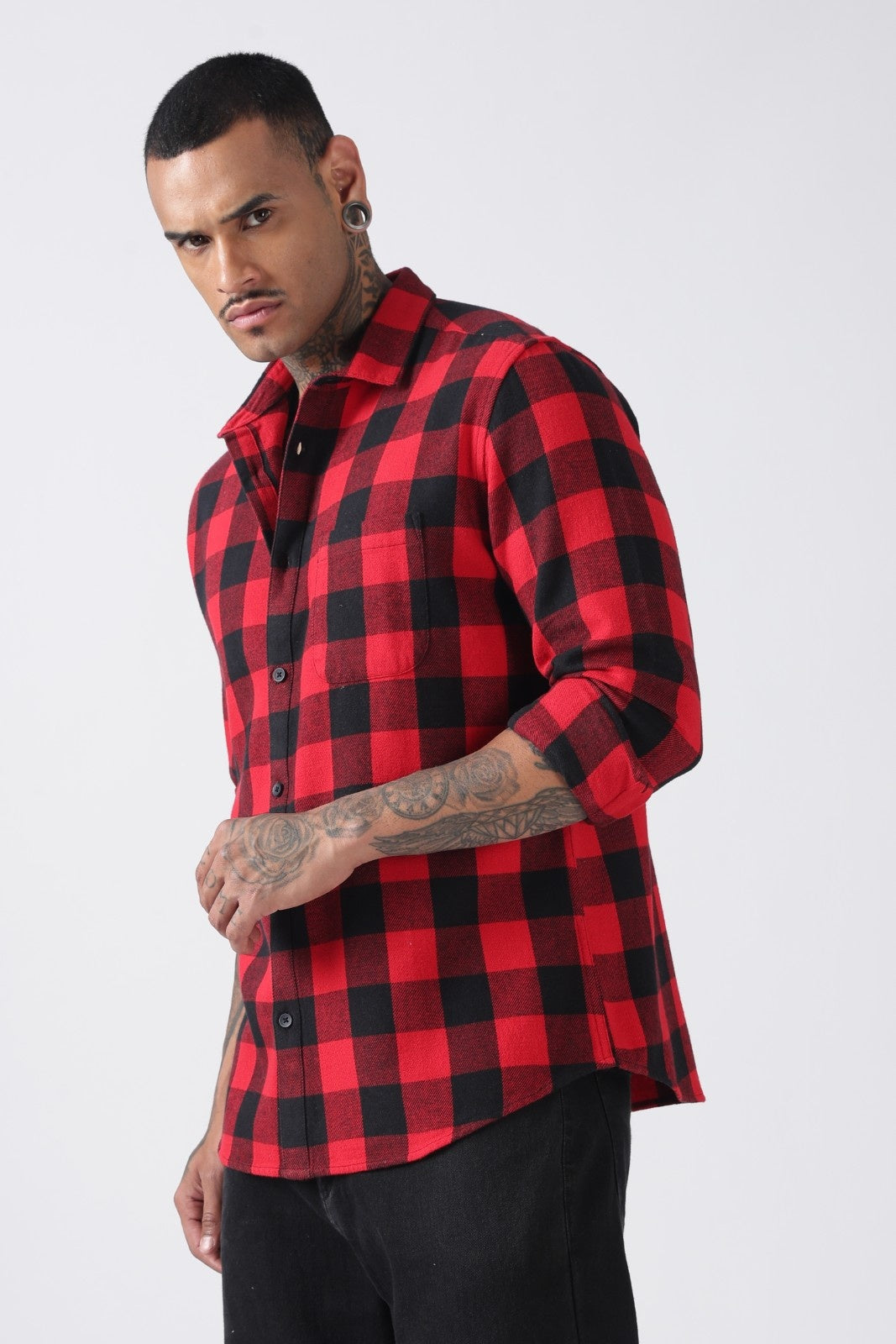 Red & Black Buffalo Check Casual Shirt