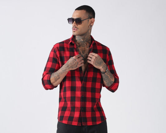 Red & Black Buffalo Check Casual Shirt