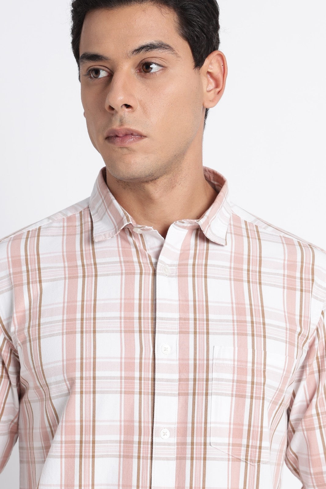 Dusty Rose Muted Check Casual Shirt