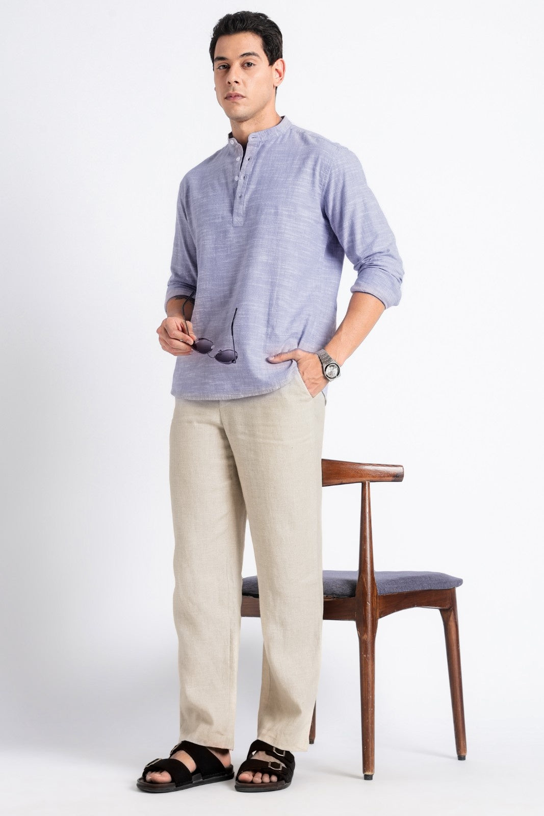 Dusty Lavender Textured Short Kurta