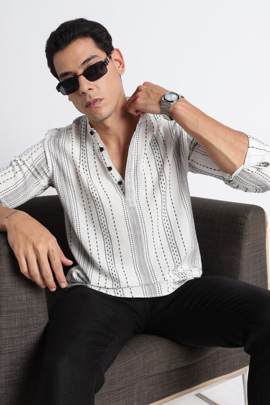 Snow White Dot Embossed Short Kurta