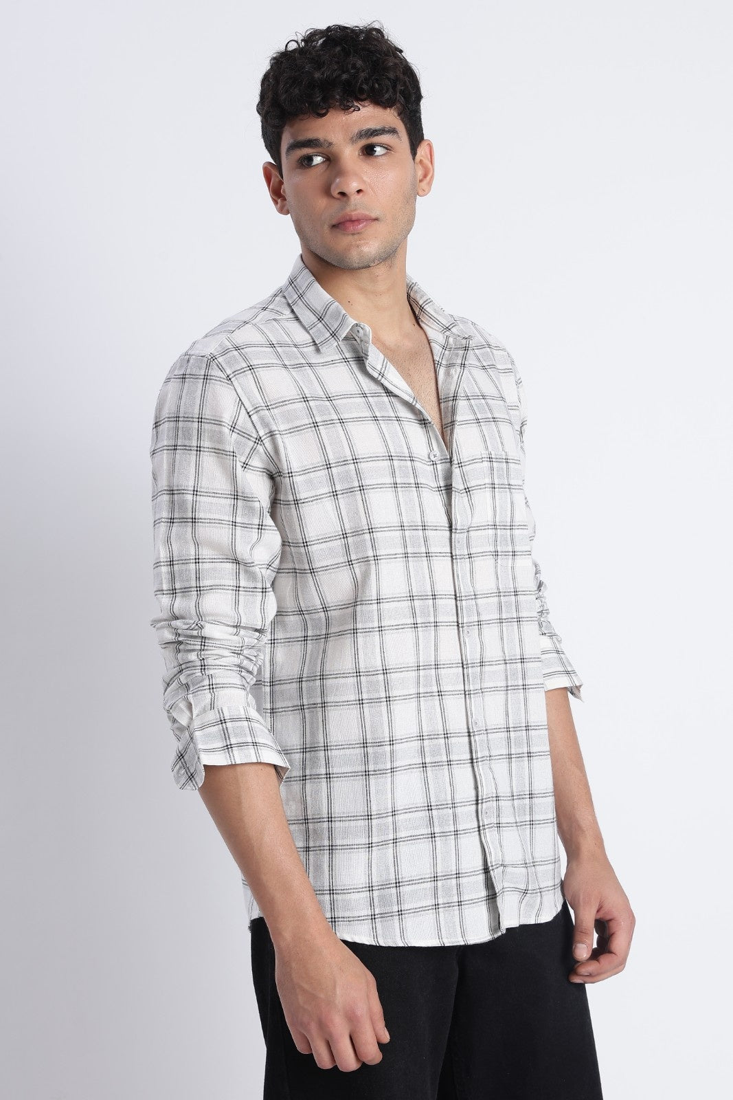 Frost White Windowpane Check Shirt
